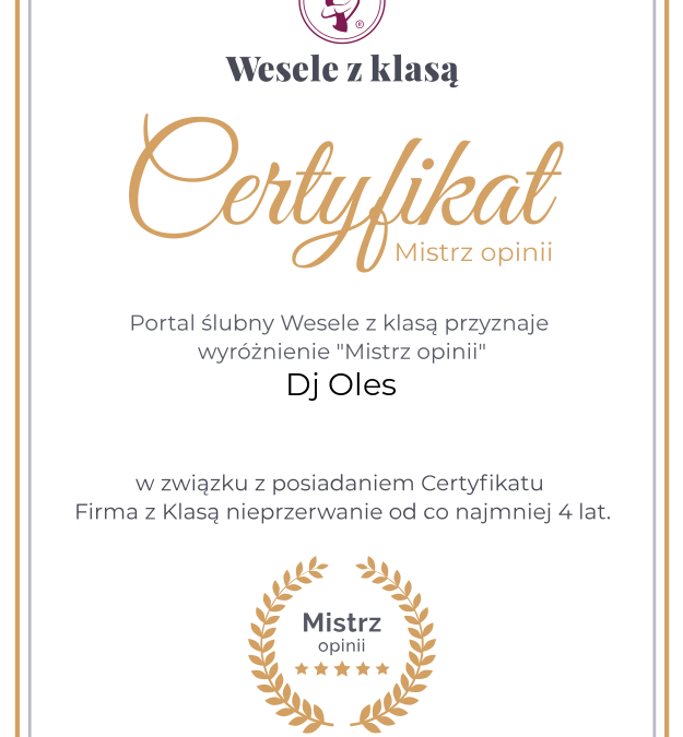 Dj Oles mistrz opinii na portalu Wesele z Klasą